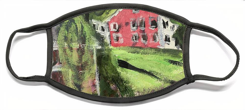 New England Face Mask featuring the painting High Street by Cyndie Katz