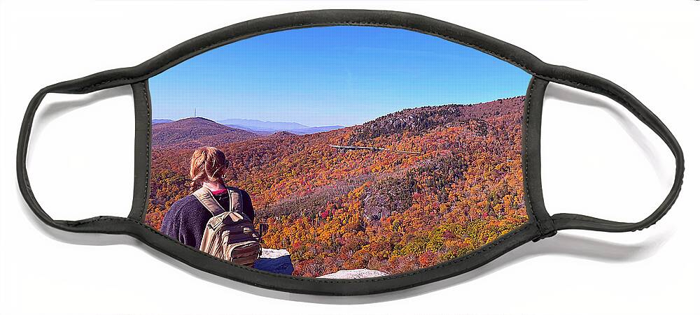 Blue Ridge Parkway Face Mask featuring the photograph Hiker in Heaven by Lee Darnell