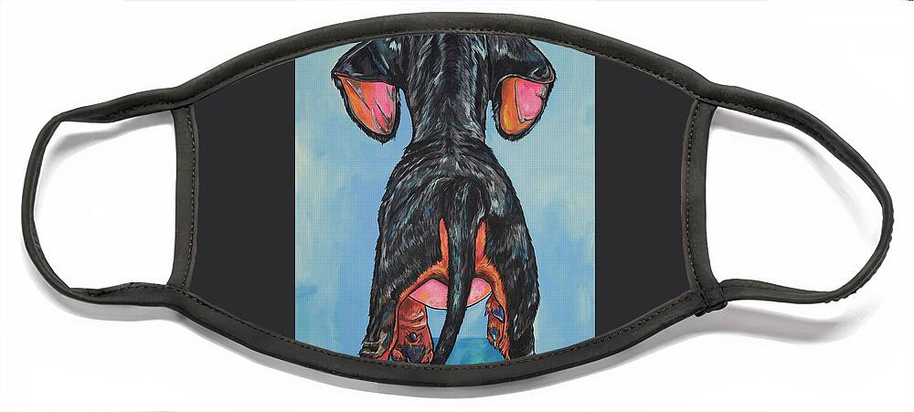 Dachshund Face Mask featuring the painting Hindsight 2020 by Patti Schermerhorn