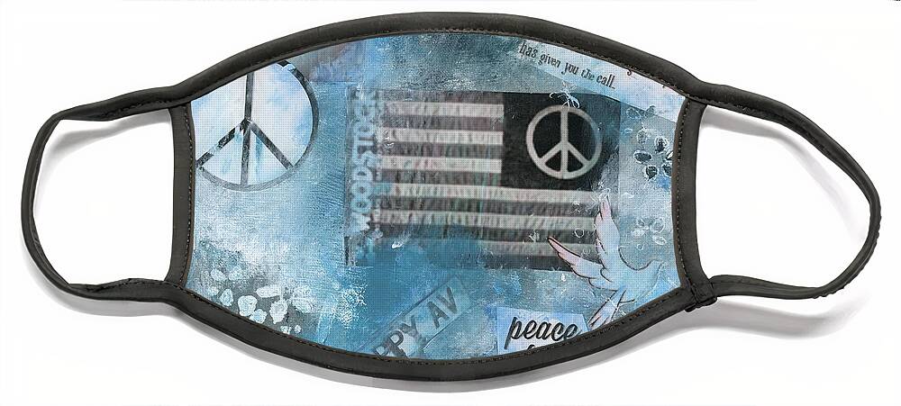 Hippie Flag Face Mask featuring the mixed media Hippie Flag by Jamie Hoffman