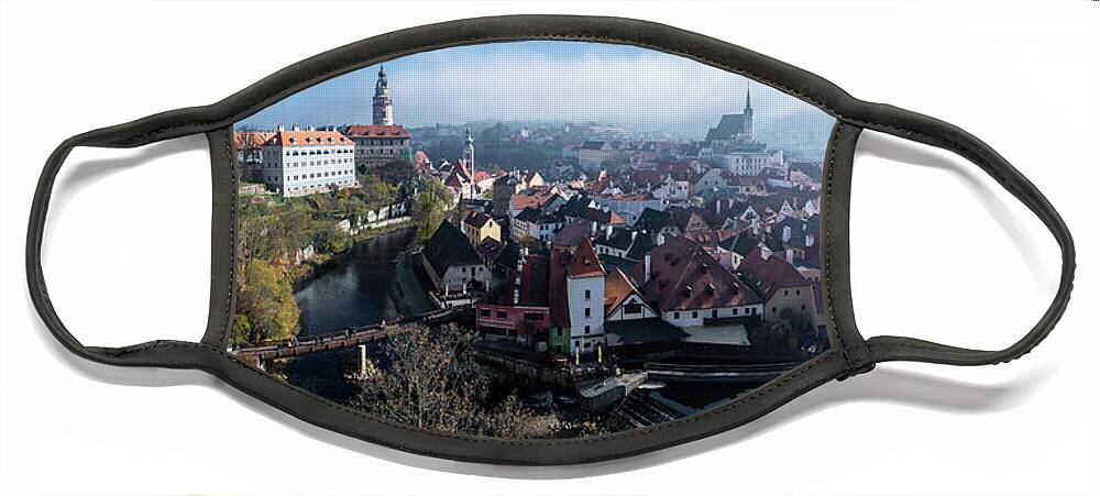 Czech Republic Face Mask featuring the photograph Historic City Of Cesky Krumlov In The Czech Republic In Europe by Andreas Berthold