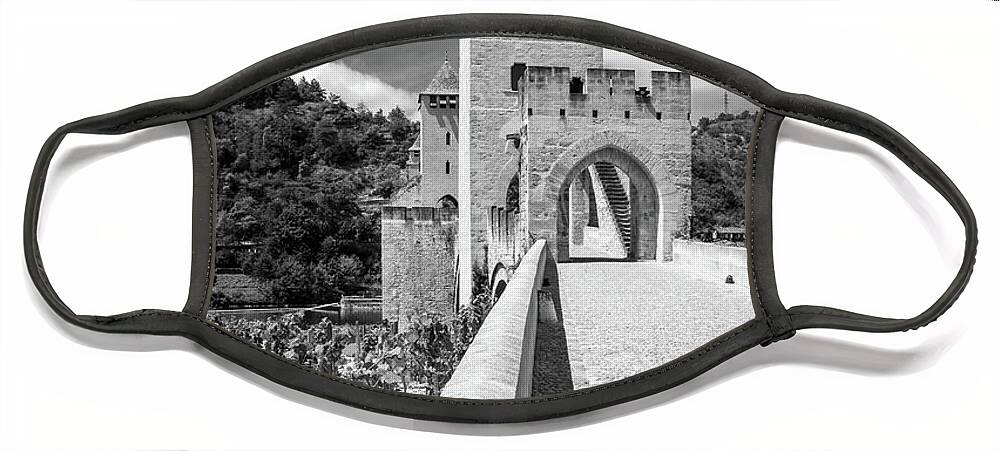 Cahors Face Mask featuring the photograph Historic Pont Valentre fortified bridge by Seeables Visual Arts