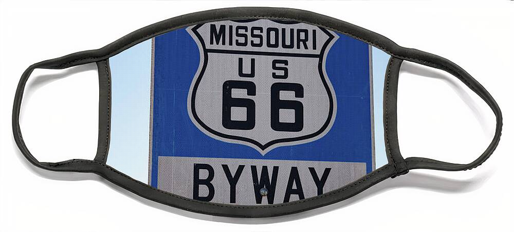 Historic Route 66 Missouri Sign Face Mask featuring the photograph Historic Route 66 Missouri Byway road sign by Eldon McGraw