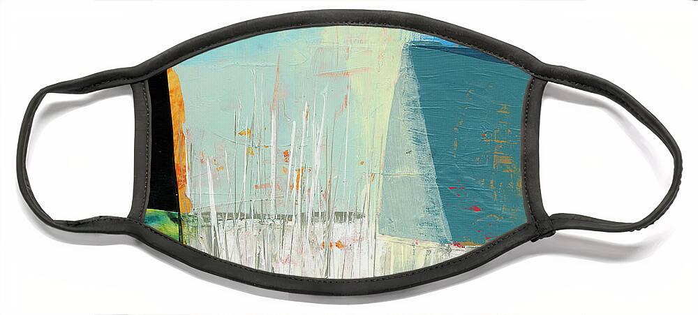 Abstract Art Face Mask featuring the painting Holding the Line #7 by Jane Davies