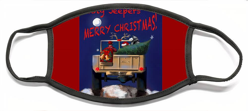 Willys Face Mask featuring the digital art Holy Jeepers Merry Christmas by Doug Gist