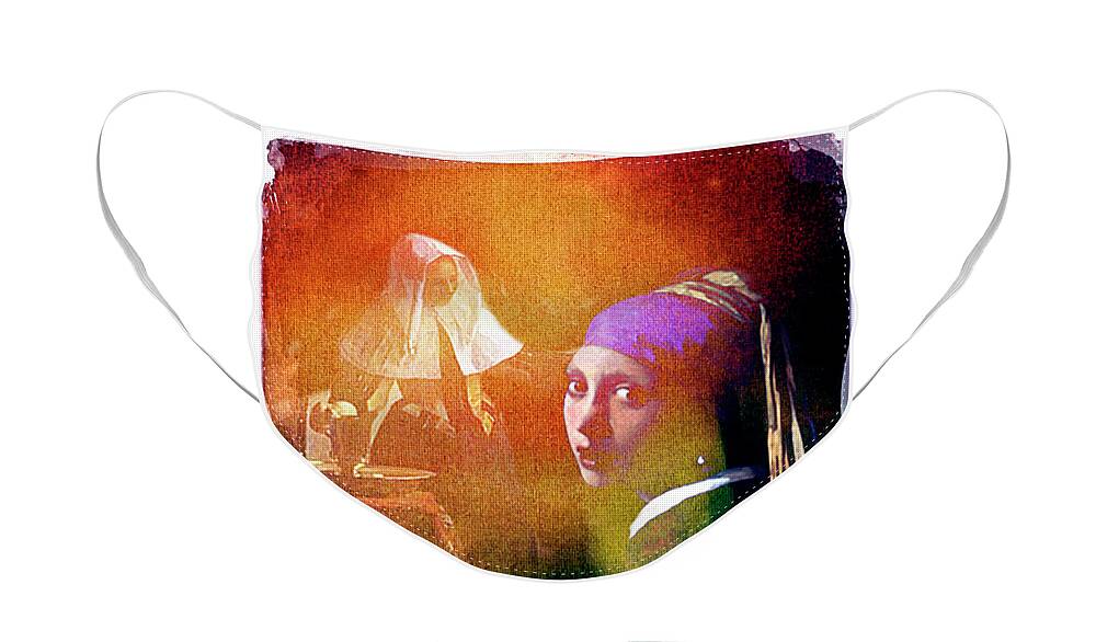 Girl Face Mask featuring the photograph Homage to Vermeer by Ann Tracy