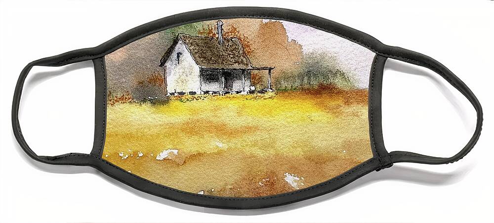 Watercolor Face Mask featuring the painting Home Place by William Renzulli