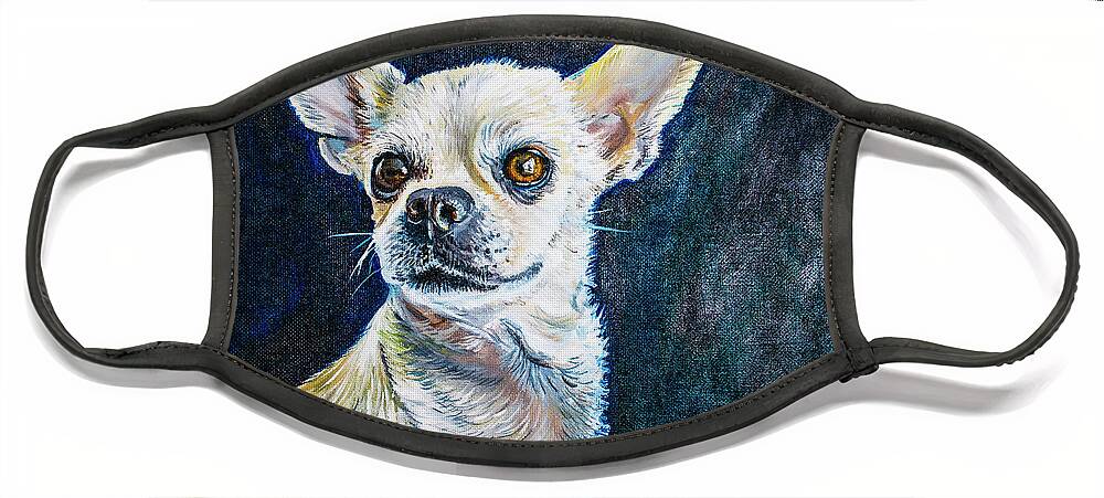 Chihuahua Puppy Face Mask featuring the painting Honey Dog by Rowan Lyford