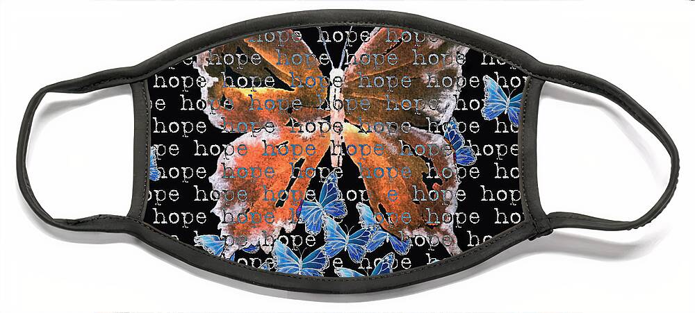 Butterfly Face Mask featuring the digital art Hope Butterfly in black by Liana Yarckin