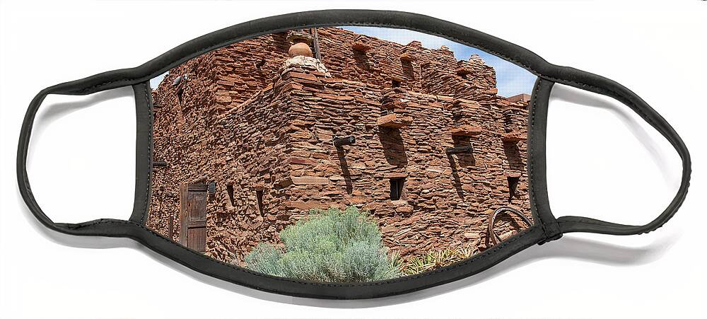Hopi House At Grand Canyon Face Mask featuring the digital art Hopi House at Grand Canyon by Tammy Keyes