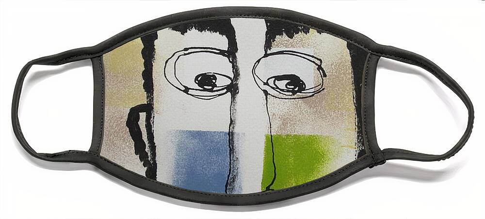 Abstract Face Mask featuring the painting Horace by Louise Adams