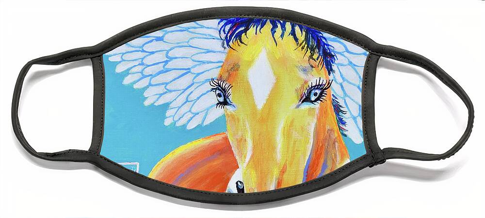 Horse Face Mask featuring the painting Horse Feathers, Another Round by Mary Scott