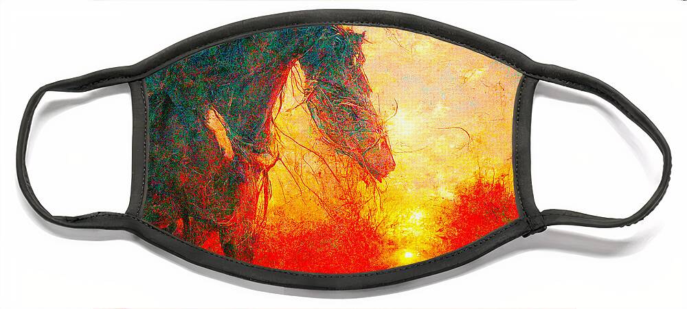 Horse Face Mask featuring the digital art Horses #4 by Craig Boehman
