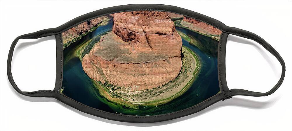 Horseshoe Bend Face Mask featuring the photograph Horseshoe Bend Arizona in the Afternoon 2.5 to 1 Ratio by Aloha Art