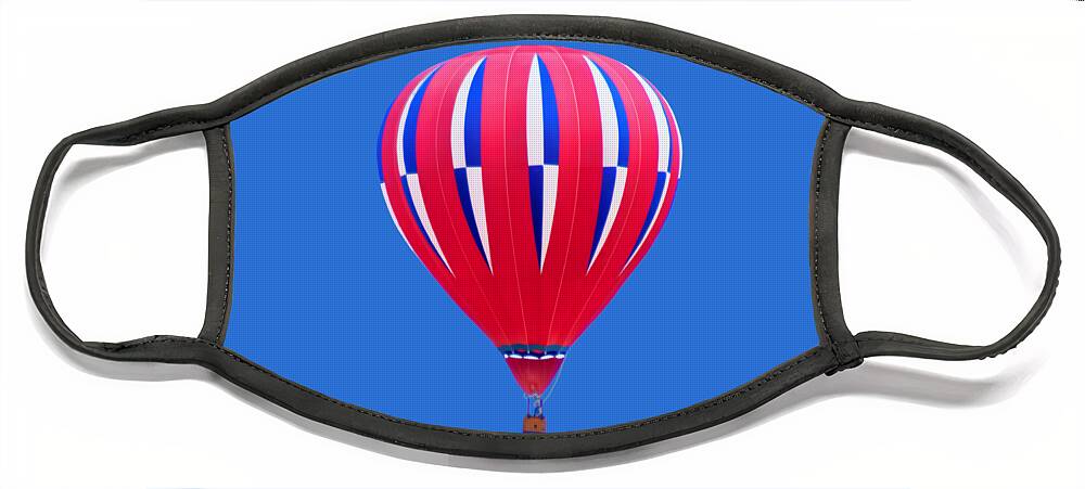 Hot Air Balloon Face Mask featuring the photograph Hot Air Balloon - Red White Blue - Transparent by Nikolyn McDonald