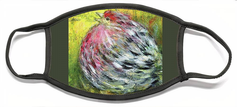 House Finch Face Mask featuring the mixed media House Finch by Patricia Lintner