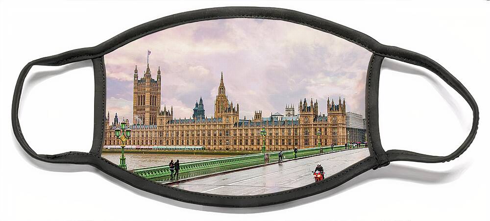 House Of Parliament Face Mask featuring the digital art House of Parliament London by SnapHappy Photos