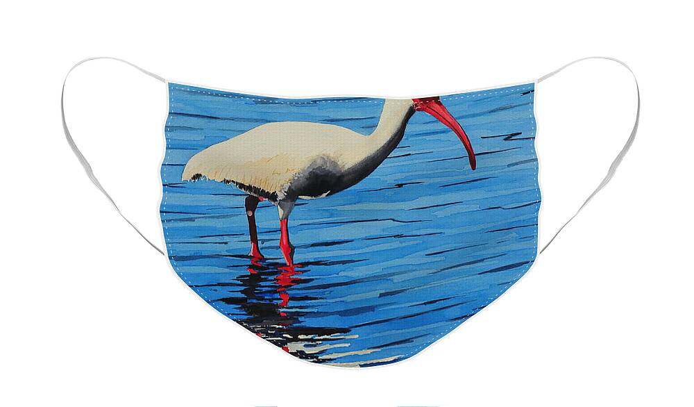 Ibis Face Mask featuring the painting Ibis by John W Walker