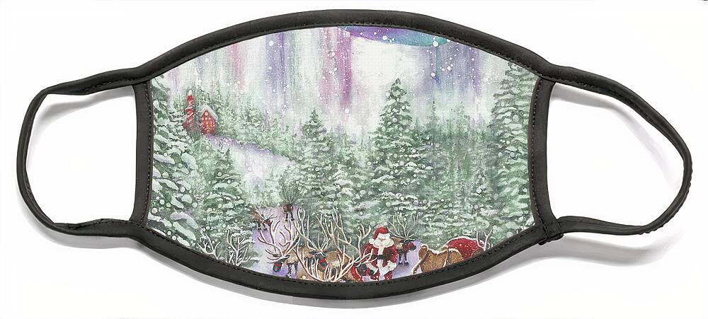 North Pole. Santa Claus Face Mask featuring the painting Ice Cliff Concealment by Lori Taylor