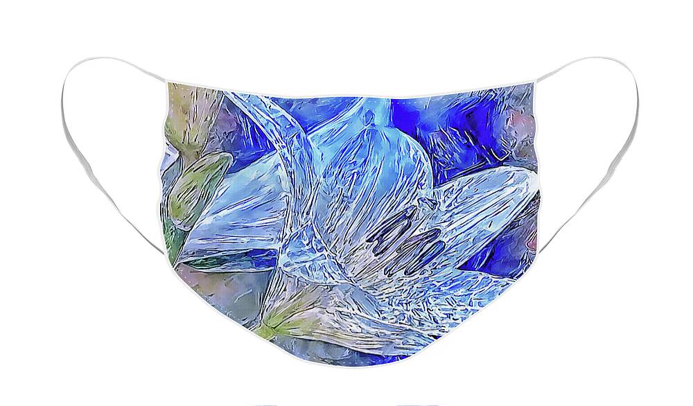 Lily Face Mask featuring the digital art Ice Lily by Alex Mir