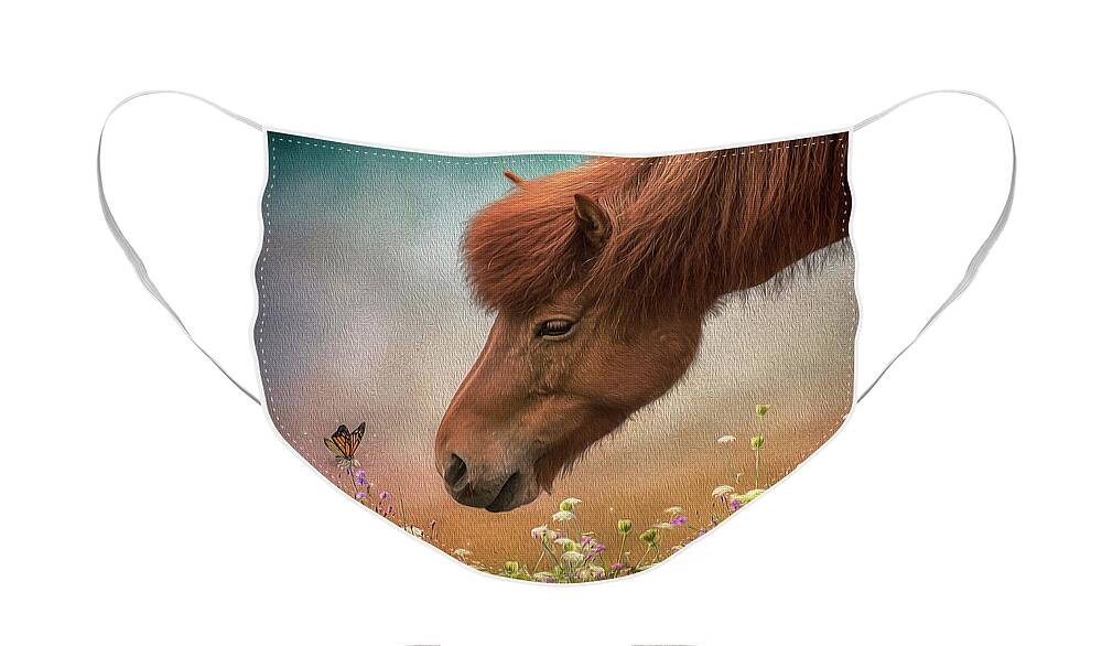 Icelandic Horse Face Mask featuring the digital art Icelandic Horse by Maggy Pease