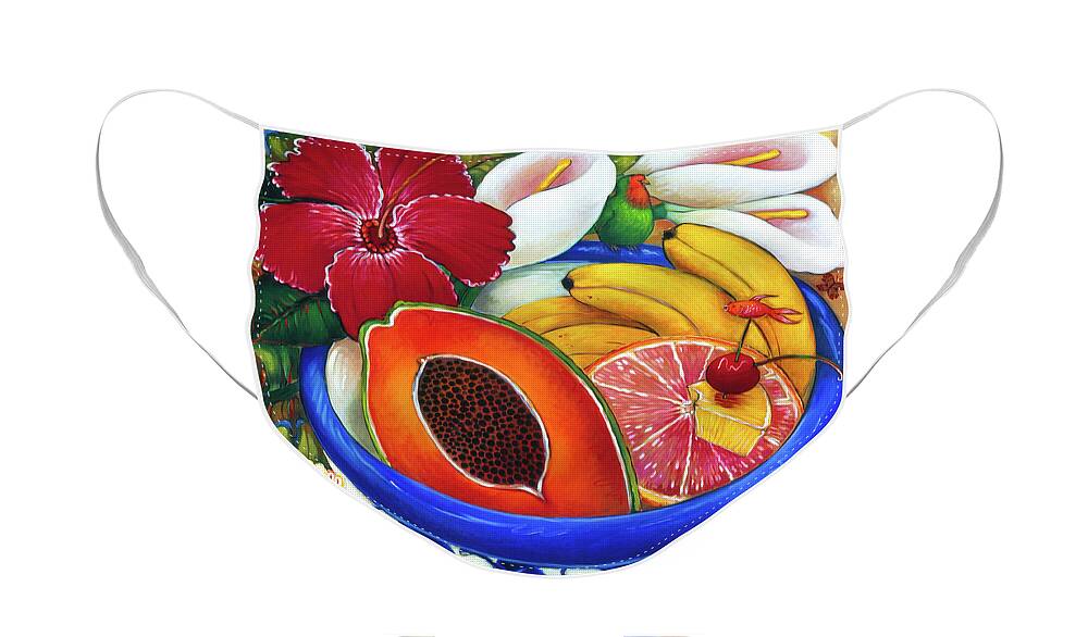 Fruit Face Mask featuring the painting In a Sunny Bowl by Linda Carter Holman