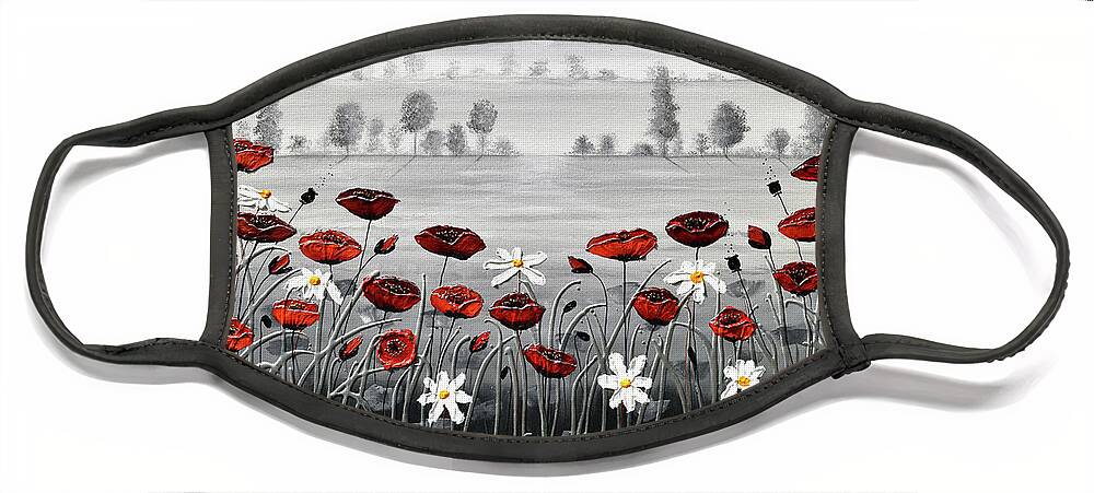 Red Poppies Face Mask featuring the painting In the Distance by Amanda Dagg