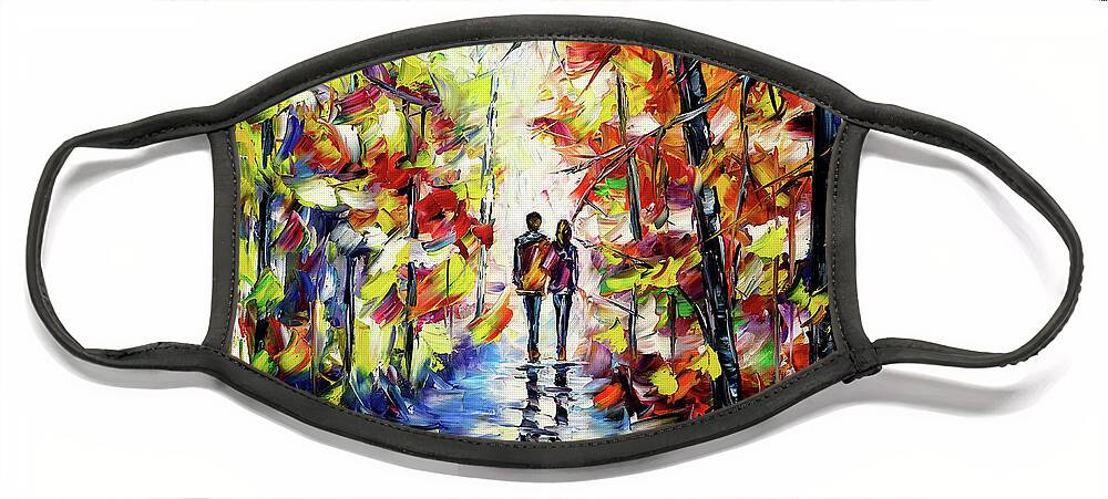 Colorful Park Face Mask featuring the painting In Twos by Mirek Kuzniar