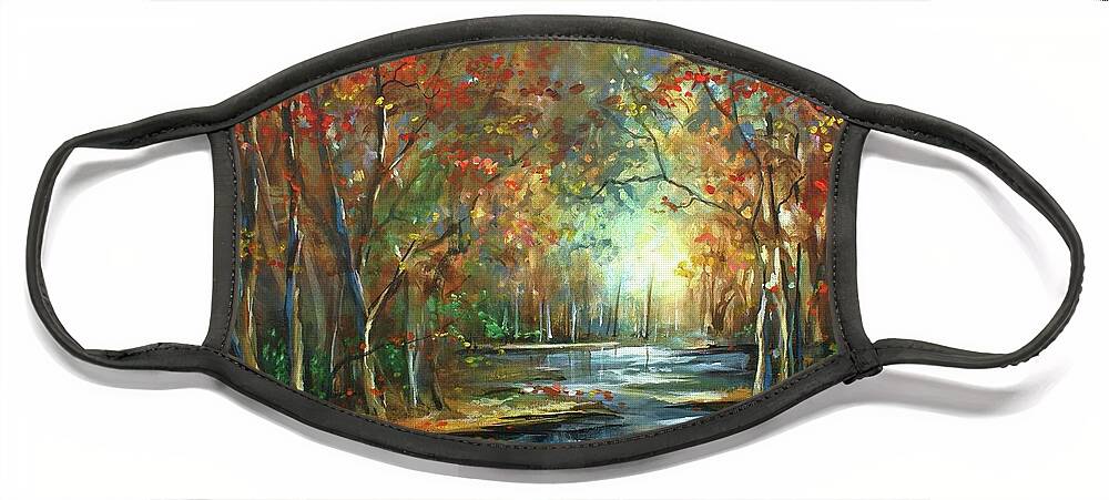 Landscape Face Mask featuring the painting Indian Summer by Michael Lang