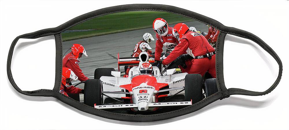 Champcar Face Mask featuring the photograph Ryan Brisco, Indycar Racing Ryan Brisco pit stop by Pete Klinger