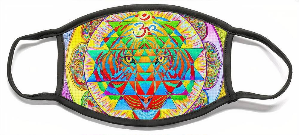 Psychedelic Face Mask featuring the drawing Inner Strength by Rebecca Wang