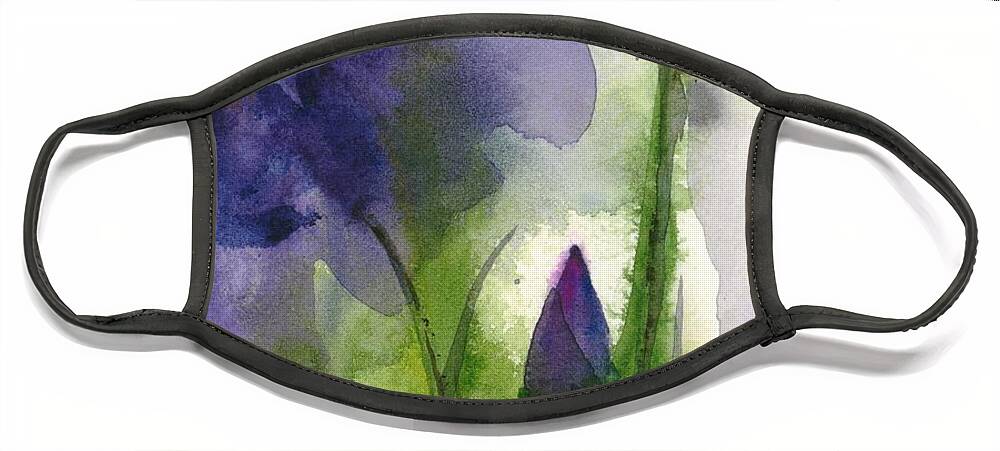 Flower Face Mask featuring the painting Iris #2 by Hiroko Stumpf