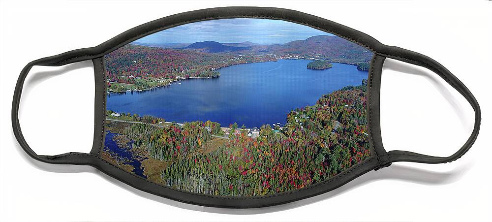 Vermont Photography Face Mask featuring the photograph Island Pond Vermont October 2017 by John Rowe