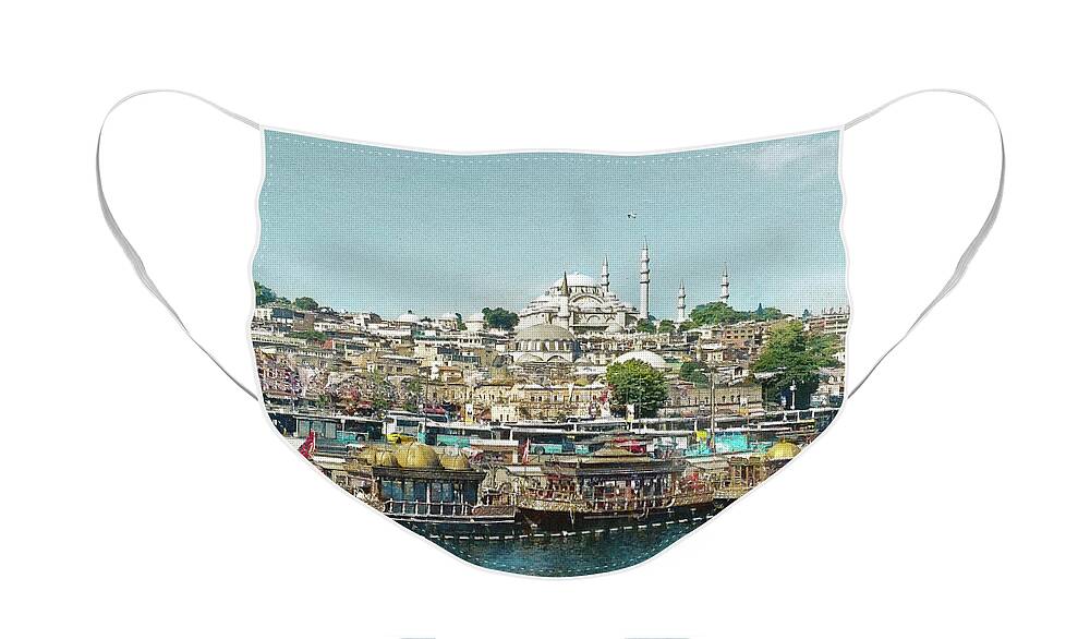 Istanbul Face Mask featuring the photograph Istanbul. View from Galata Bridge. by Alex Mir