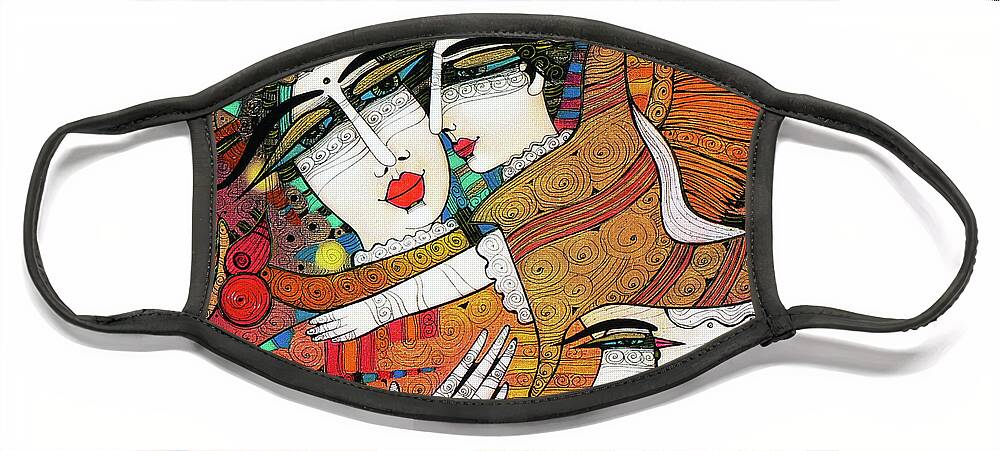 Red Face Mask featuring the painting It's A Kind Of Magic... by Albena Vatcheva
