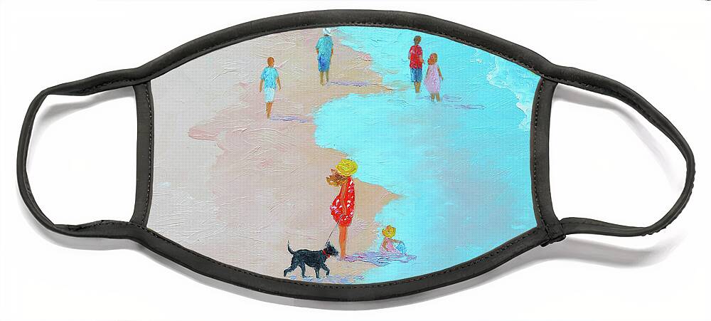 Beach Face Mask featuring the painting It's summer again by Jan Matson