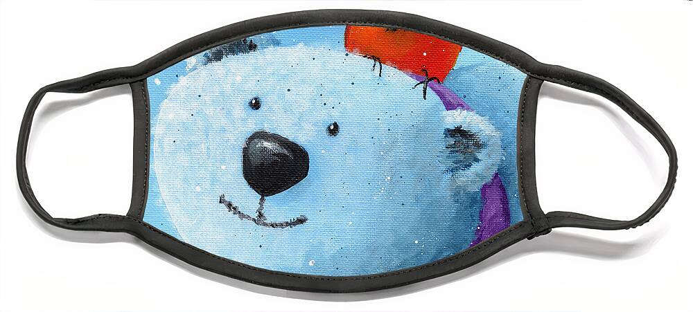 Winter Face Mask featuring the painting I've Got Your Back - Polar Bear and Cardinal by Annie Troe