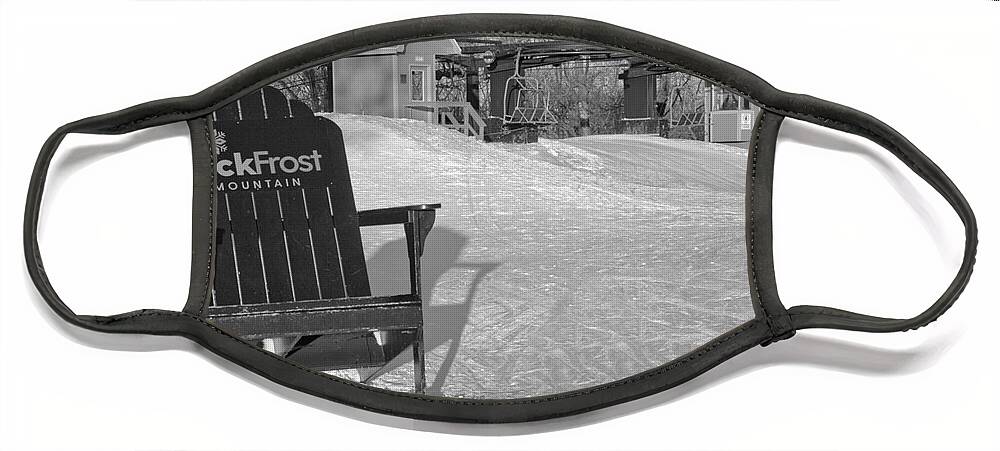 Jack Face Mask featuring the photograph Jack Frost Summit Chair Black And White by Adam Jewell
