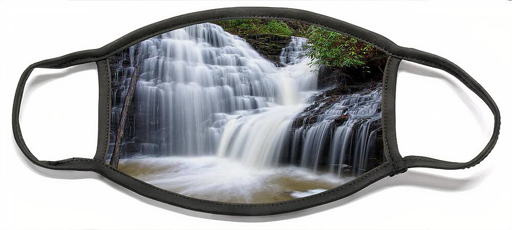 Jack Rock Falls Face Mask featuring the photograph Jack Rock Falls 20 by Phil Perkins