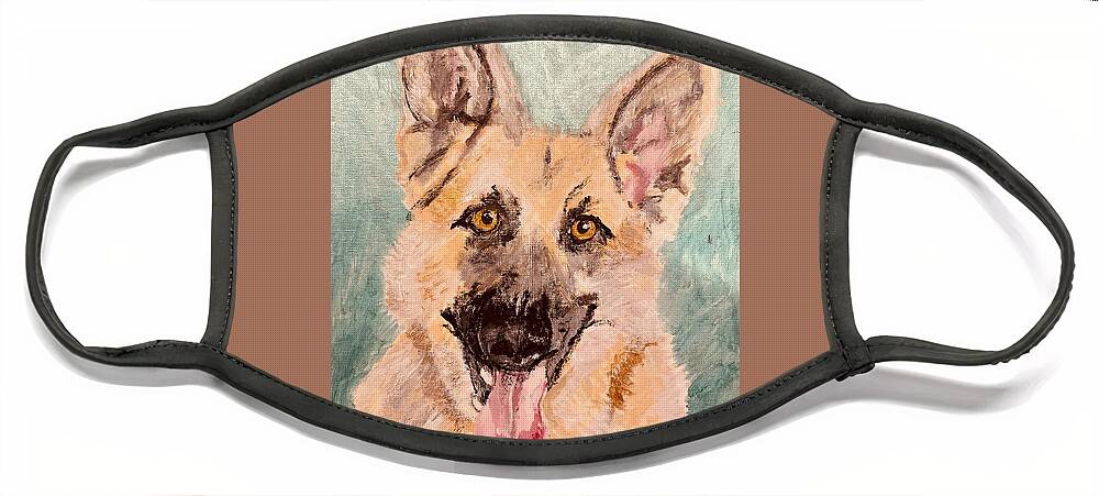 Dog Face Mask featuring the painting German Shepherd by Melody Fowler