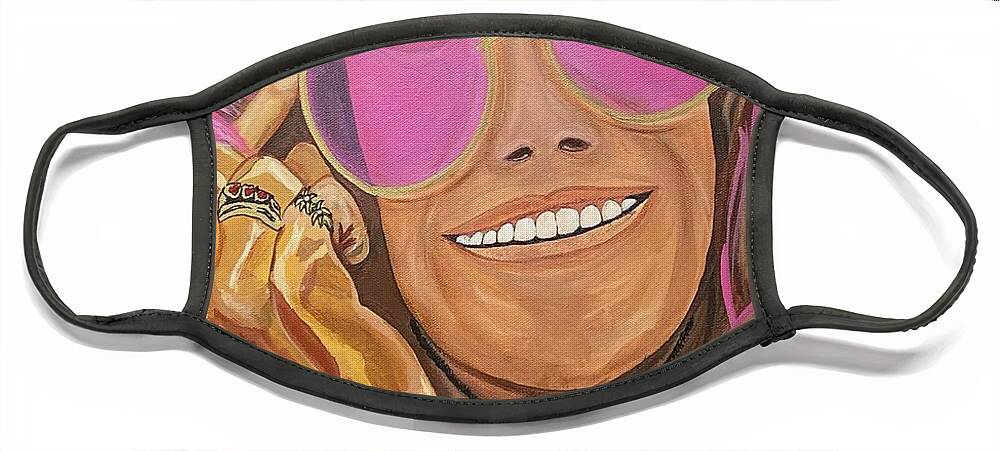  Face Mask featuring the painting Janis Joplin by Bill Manson