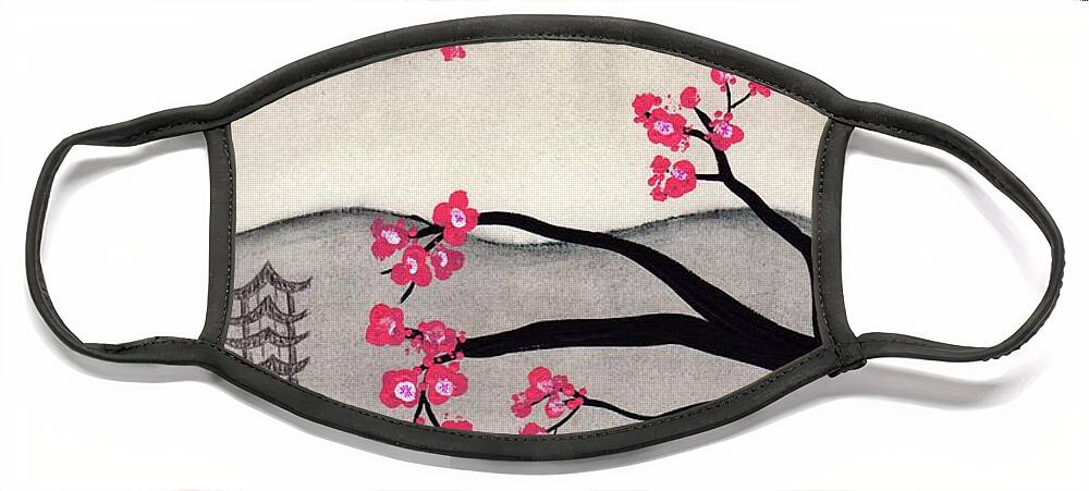 Japan Face Mask featuring the painting Japanese Cherry Blossoms by Donna Mibus