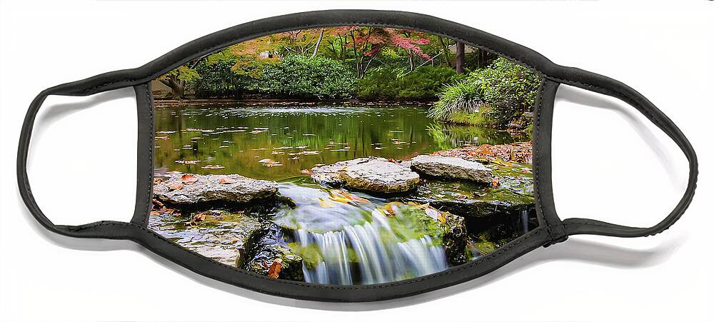 Japanesegarden Face Mask featuring the photograph Japanese Garden in Fall by Pam Rendall