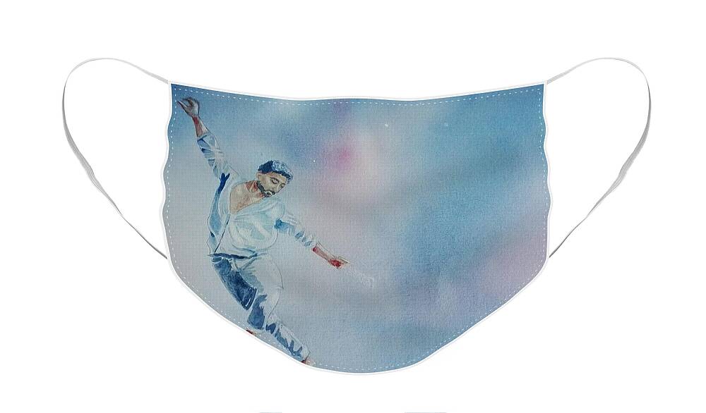 Dancer Face Mask featuring the painting Jazz Dance by Sandie Croft