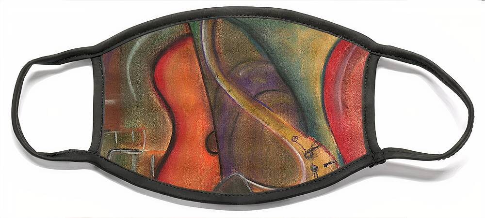 Music Face Mask featuring the pastel Jazz by Raymond Fernandez