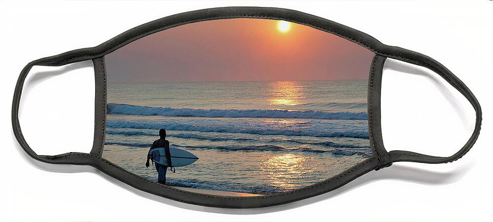 Jersey Shore Face Mask featuring the photograph Jersey Shore Surfer by Matthew DeGrushe