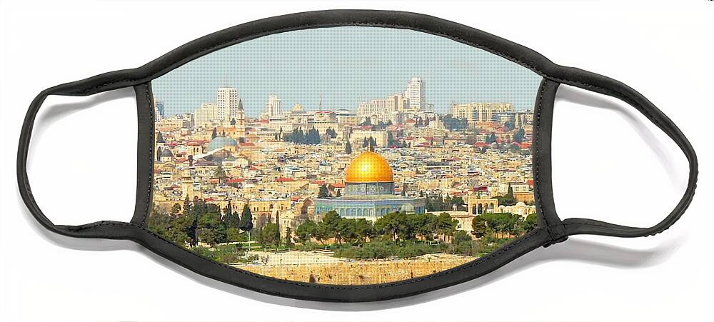 Jerusalem Face Mask featuring the photograph Jerusalem Sky by Munir Alawi