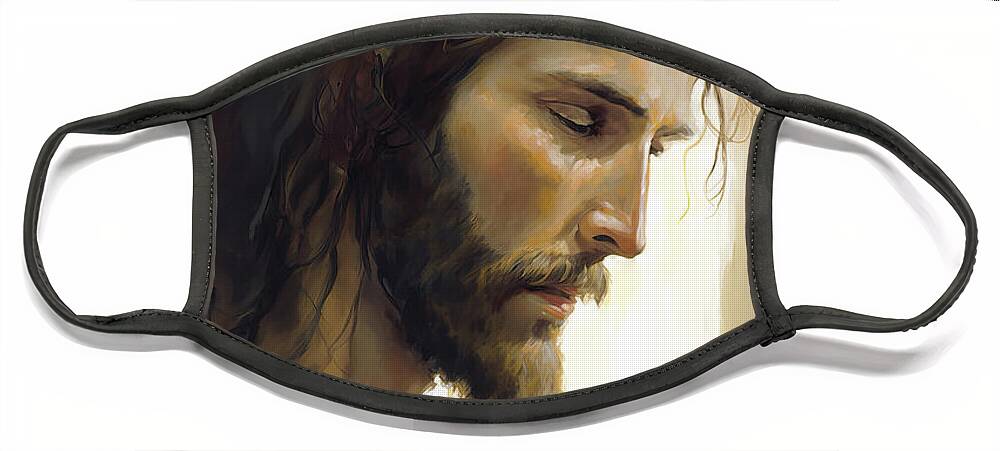 Jesus Of Nazareth Face Mask featuring the painting Jesus of Nazareth by Greg Collins