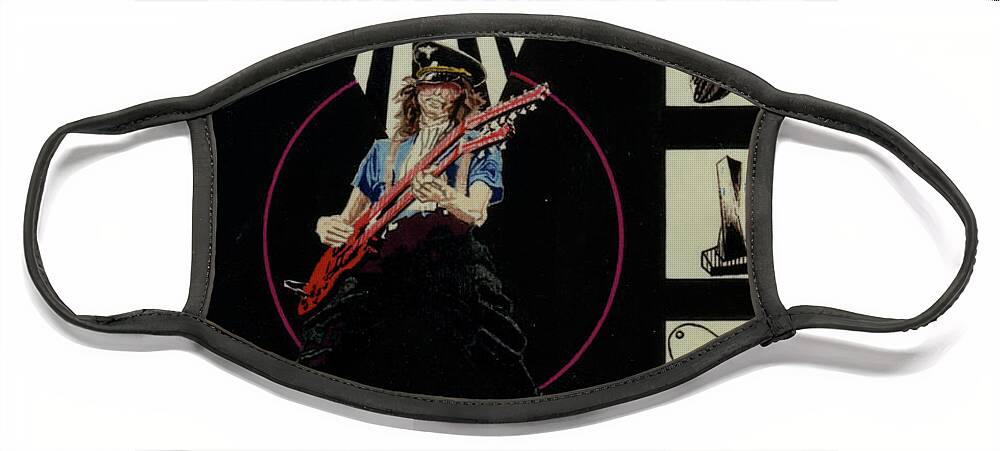 Colored Pencil Face Mask featuring the drawing Jimmy Page Live by Sean Connolly