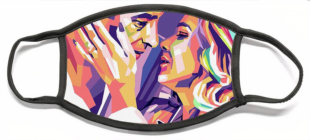 John Face Mask featuring the digital art John Cassavetes and Gena Rowlands by Movie World Posters